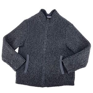 Patagonia Men's M-L Chunky Knit Wool Cotton Mock Neck Cardigan Gray Pockets